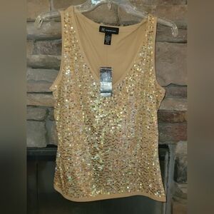 INC SEQUINED V NECK TANK TOP SIZE LARGE NWT small Mark On Back